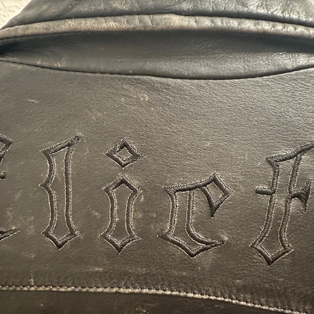Vintage Affliction Black Leather Jacket with Embroidered Eagle - Picture 4 of 9